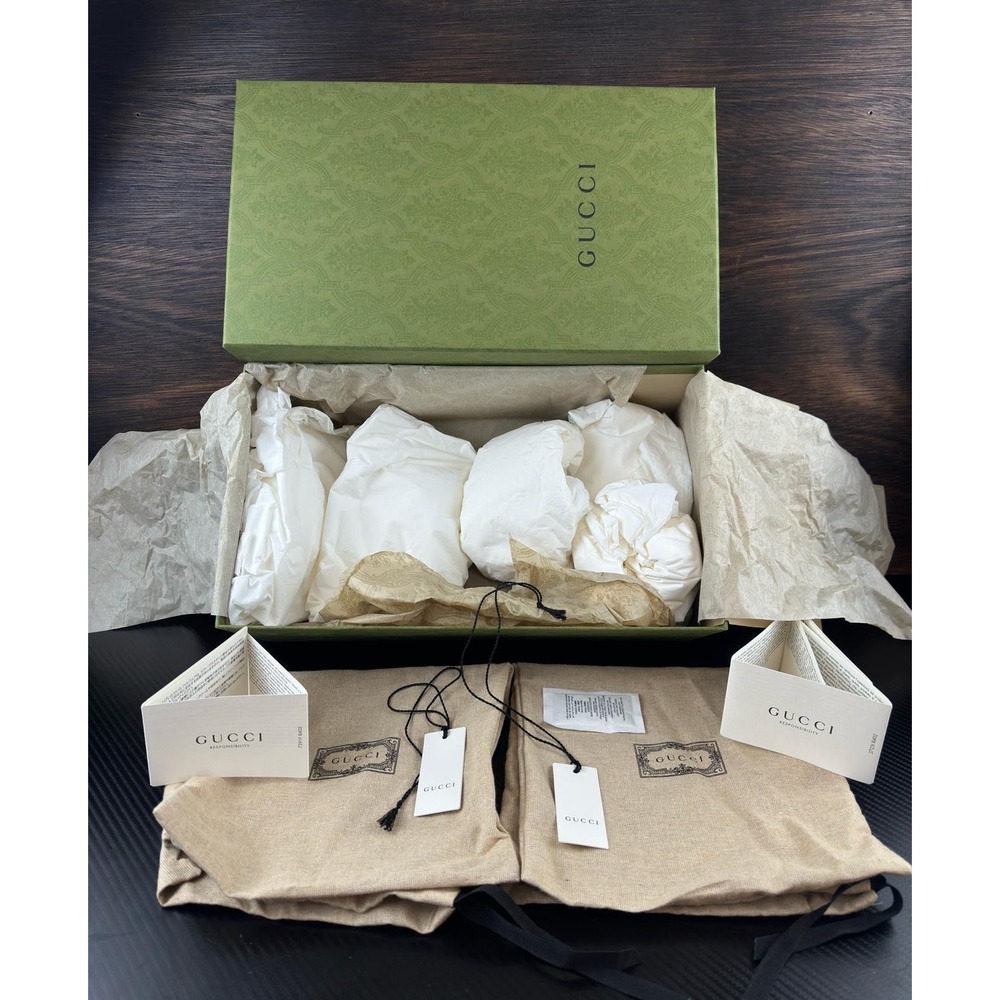 Gucci Green Paisley Embossed Empty Shoe Accessory Storage Box 14.5x8.25x5.25 - Picture 9 of 12